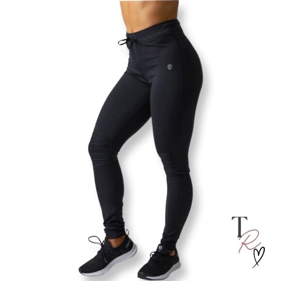 Born Primitive Pleated Moto Fitted Joggers Leggings in Black Women’s Medium - Picture 1 of 10